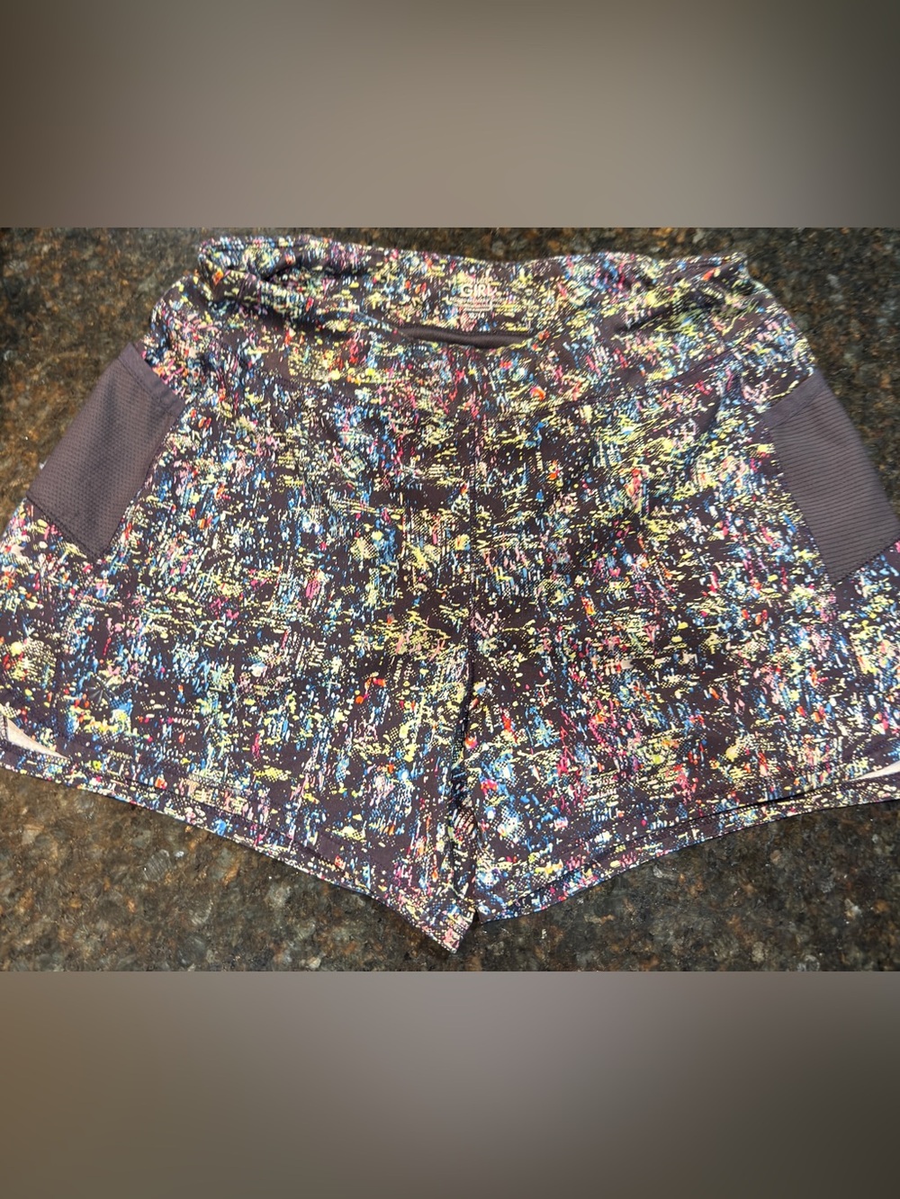 Athleta Multicolor Splash Print record breaker 3 shorts Girls 14 XL